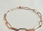 14K Rose Gold Paperclip Bracelet | Minimal Dainty Chain 7.5