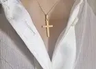 14K Real Gold Flat Cross Pendant – Dainty Small Lightweight Religious Necklace