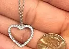 Sterling Silver Heart Necklace with Cubic Zirconia Pendant for Women