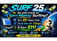 Surf 25 Pages Daily On 6 Sites for 7 Days & Earn $11!