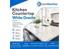 Kitchen Countertop White Granite | +44 020 83685555 | DialAWorkTop